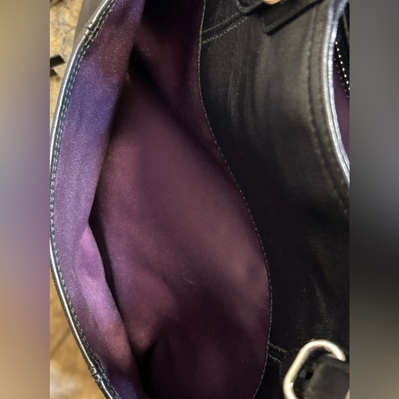 Coach Leather Mia Handbag.  Black With Purple Lining. E1082-15740. - Picture 11 of 14